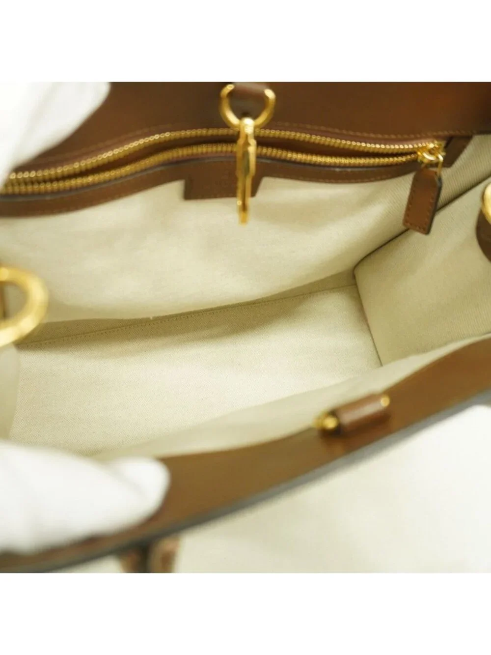 Gucci Tote GG Supreme Brown Gold 2-Way
